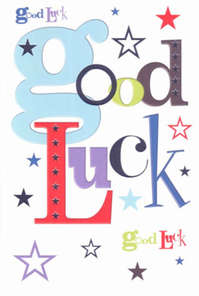 There's a delightfully uplifting energy woven into this good luck card-a visual echo of Ilford's lively togetherness, captured through a spirited explosion of colour and typography. Each letter seems to leap from the white card, painted with hues of powder blue, mossy green, bold cherry red, and deep violet, forming a playful harmony that feels familiar to anyone who's wandered beneath cherry blossoms along South Park Drive. Dotted stars in inky blue, indigo, lemon-lime, and lavender parade across the background, conjuring memories of fireworks over Barkingside on festival nights. The arrangement of fonts feels almost musical-a lively cheer from the sidelines, buoyed by the genuine encouragement that Ilford locals so often extend to one another. The card's polished, velvety surface invites a slow, appreciative touch, while the interplay of bright colours and breathing white space combines tradition with the freshness expected from Ilford's best florists. This is more than a greeting; it's a keepsake brimming with hope and belief, designed to travel with someone stepping into new beginnings-much like a token of luck pressed into a palm before the first day of school or a heartfelt gesture at the threshold of change.